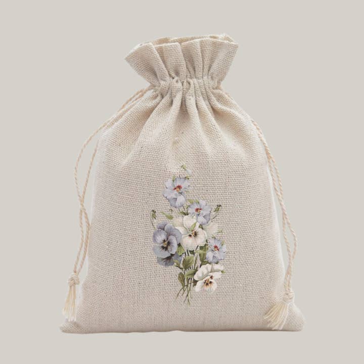 Cotton bag with print | violets (size XS) for wholesale by De Papierboetiek