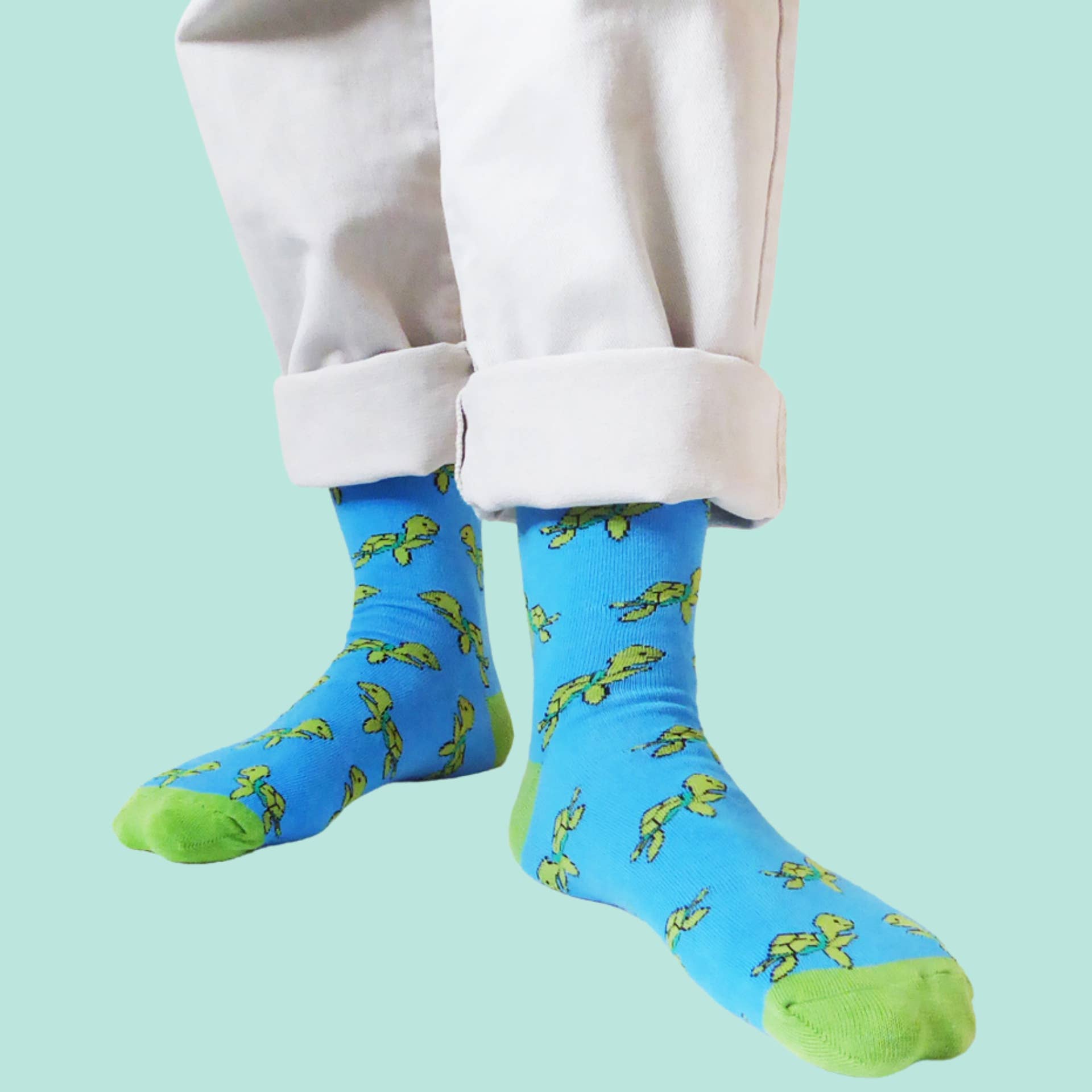 Bare Kind Socks - Vente Chaussettes – unisexe - Chaussettes Tortue en Bambou bleu aqua | Collection Océan5