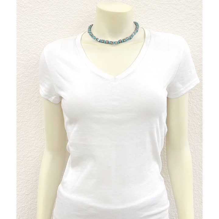 ISAC Trading Inc - Wholesale Beaded/Pearl Necklace - 739359, Handmade Square Navajo Bead Necklace