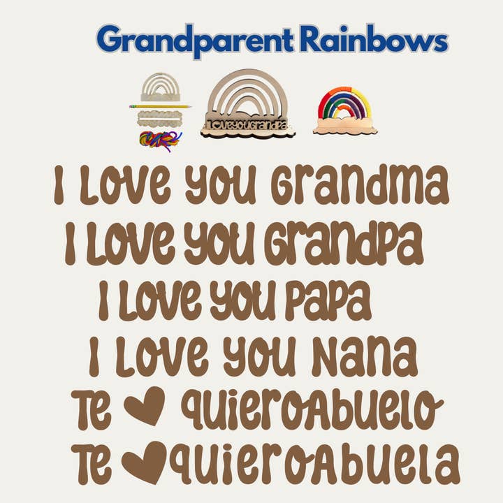 Grand-parent Grand-mère Grand-père Arc-en-ciel Bois & Fil DIY Aimant pour la vente par The Giving Rainbow