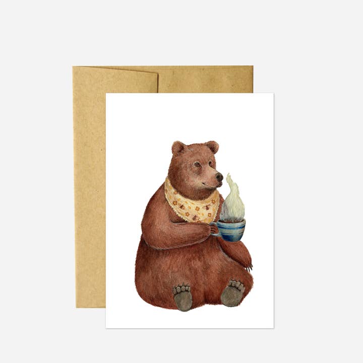 Carte - Critters et Tasses - Billy l'Ours pour la vente par Polanshek of the Hills