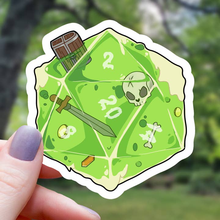Gelartiger D20 Polyeder Würfelfigur Monster Aufkleber – 7,6 cm für den Großhandel von Mimic Gaming Co