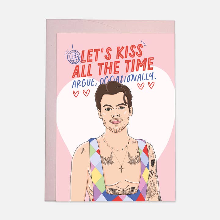 Kiss all the time - Harry greeting card for wholesale by Kaart Blanche