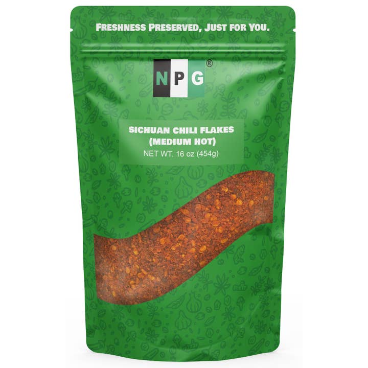 Natural Plus Green - Wholesale Dried Spice - NPG Sichuan Chili Flakes 16 Oz