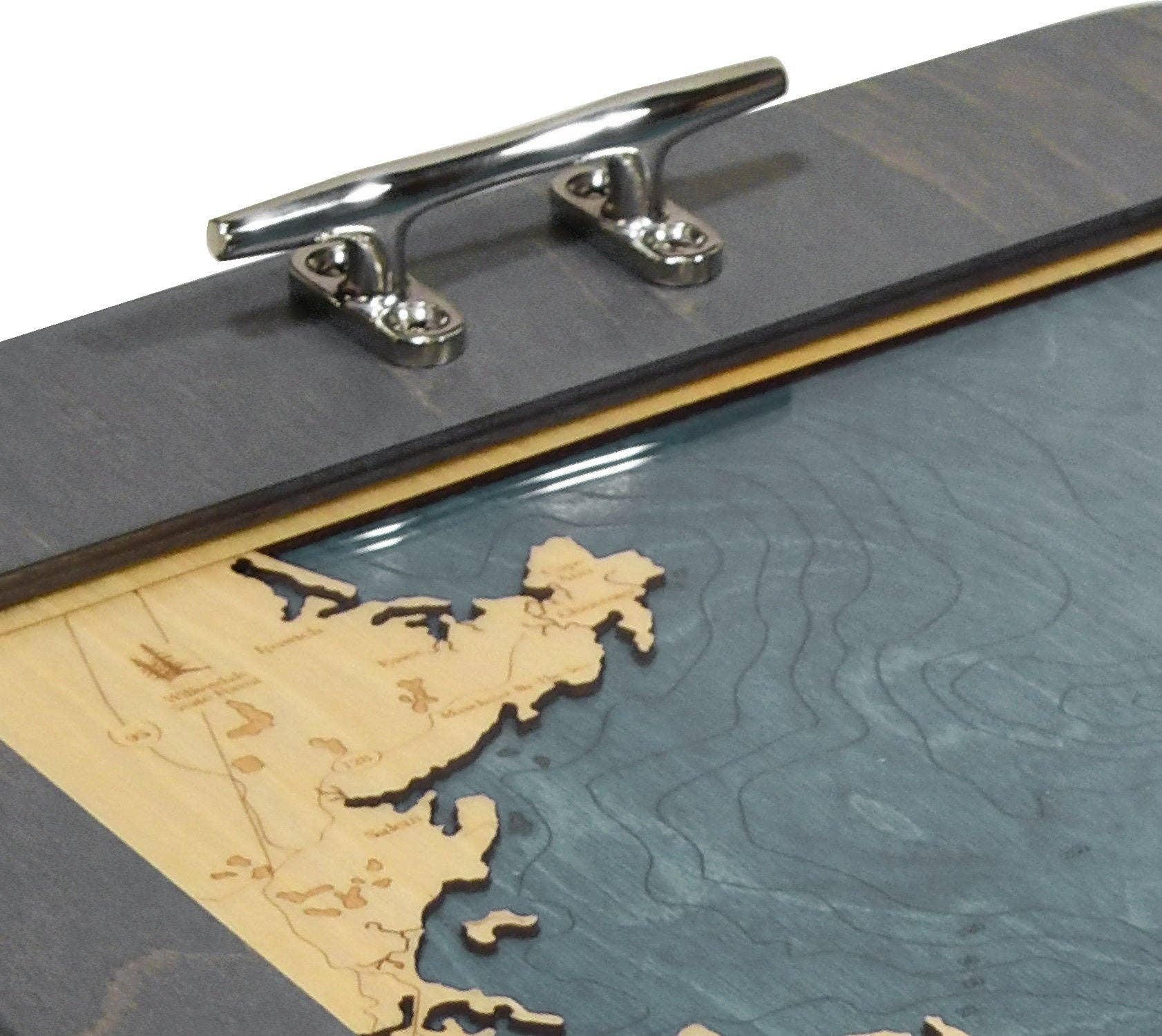 Sea & Soul Nautical Chart Art – Großhandel Serviertabletts – Küsten-Florida Nautische 3D-Holzkarte Serviertablett & Wandkunst3