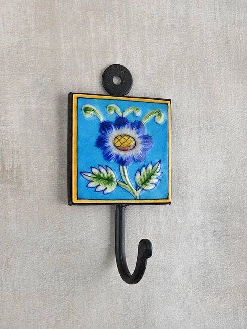 KNOBCO - Wholesale Wall Hook - Multicolor Square Shape Handmade Colorful Ceramic Coat Hook Towel Hook, Decorative Wall Hook, Coat Hanger Keys Hook, Embossed Hook7