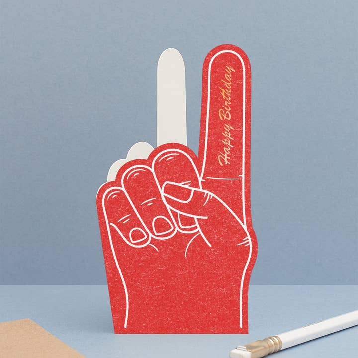 Another Loop - Wholesale Birthday Card - Red Happy Birthday Card | Die Cut Foam Finger for Sports Fan0