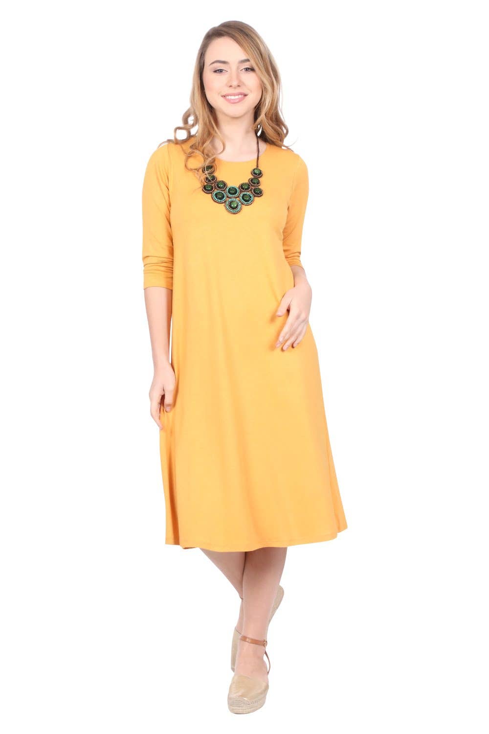 Kosher Casual – Vestido - Mulher por atacado – Vestido T-Shirt Abaixo do Joelho - Silhueta Confortável em Linha A1