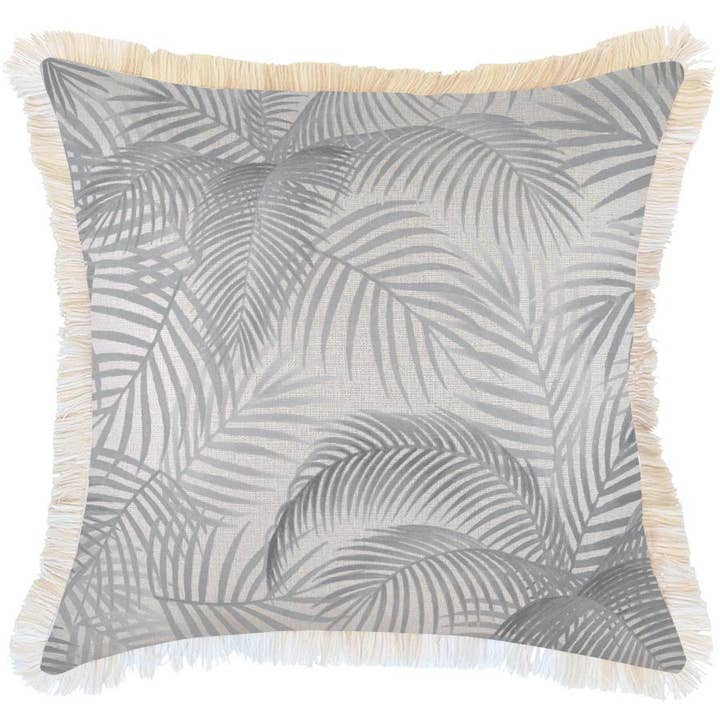 Cushion Cover-Coastal Fringe Natural-Seminyak Smoke-60cm x 60cm for wholesale by Escape To Paradise