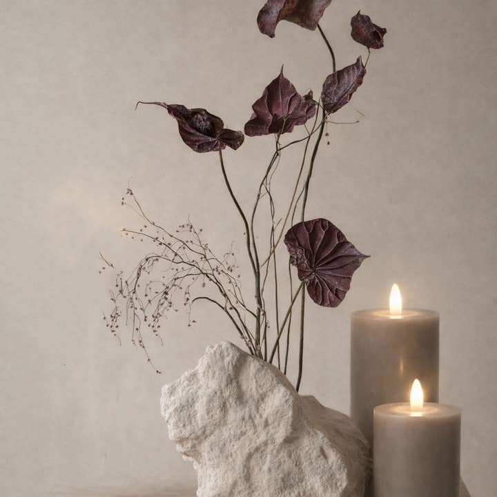 GLO & NEST - Wholesale Flameless Candle - GLO & NEST LED Pillar Candle 15cm – Warm Stone3