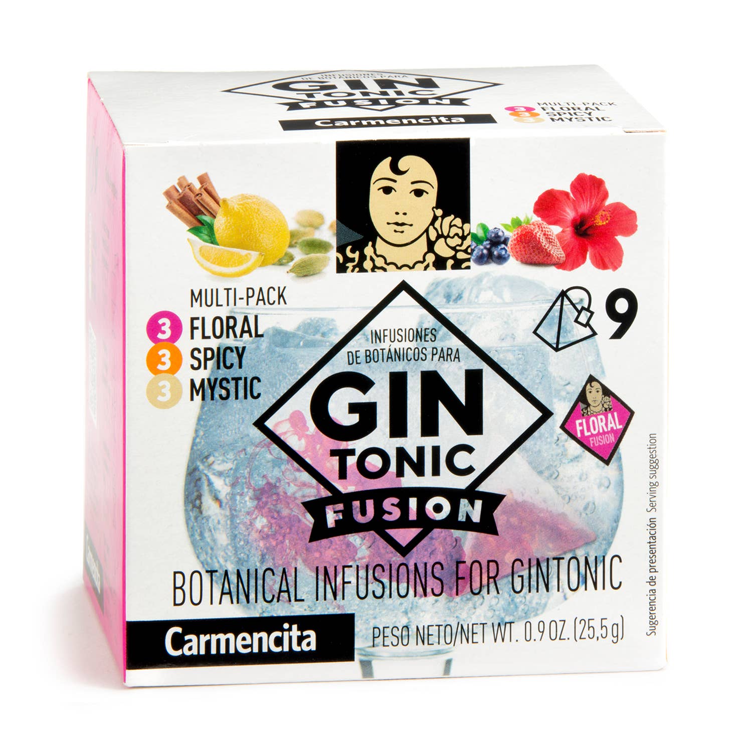 Carmencita – Engroshandel Cocktailmix/sirup – Gintonic Fusion Mix 3 Pyramider X 3 smagsstoffer 25,5 G sag0