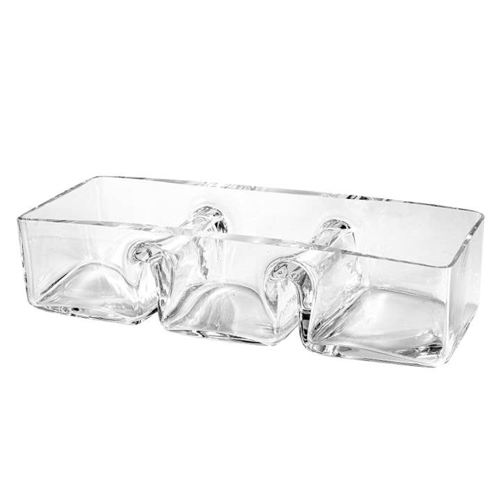 Barski - Wholesale Decorative Plate/Dish/Bowl - Luminous Rectangular 3 Section Relish Dish, 12"L