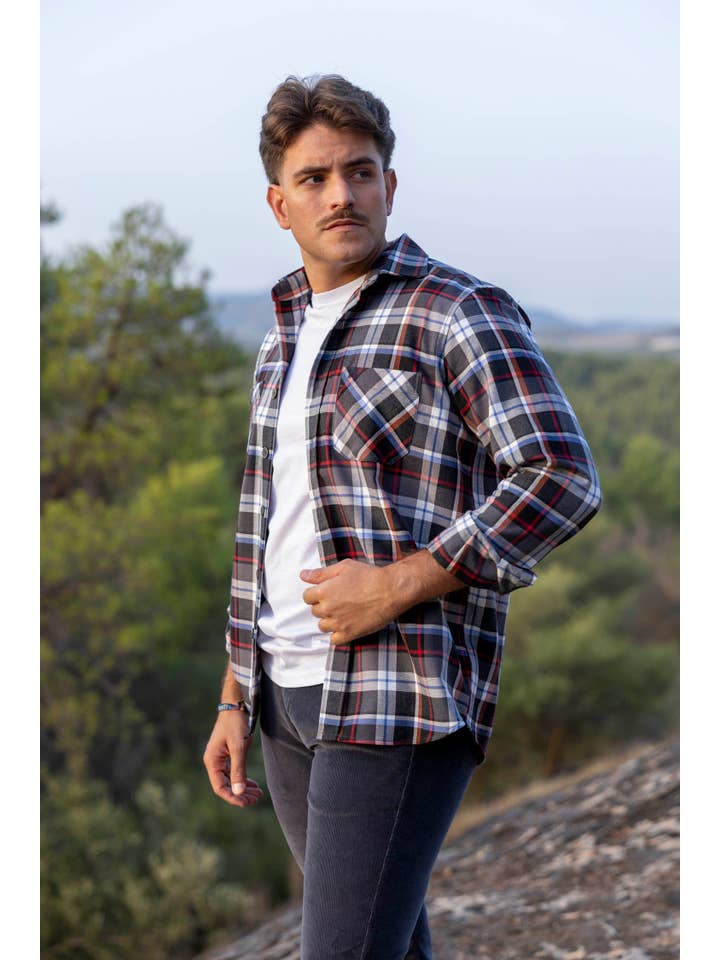 Custi Mikelo: Made in Spain - Wholesale Button Down Shirt - Men's - Gray Flannel Overshirt | Soria