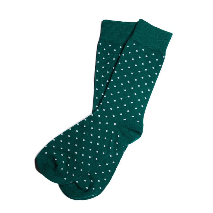 Chaussettes à pois vertes Hunter | Taille pour homme pour la vente par Groomsman Gear