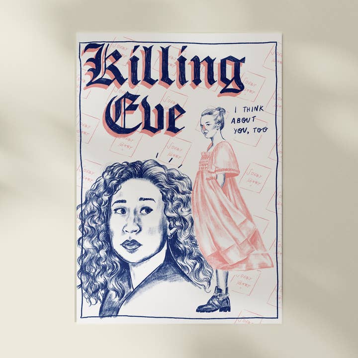 Killing Eve A4 art print for wholesale by Spilt Milk Press