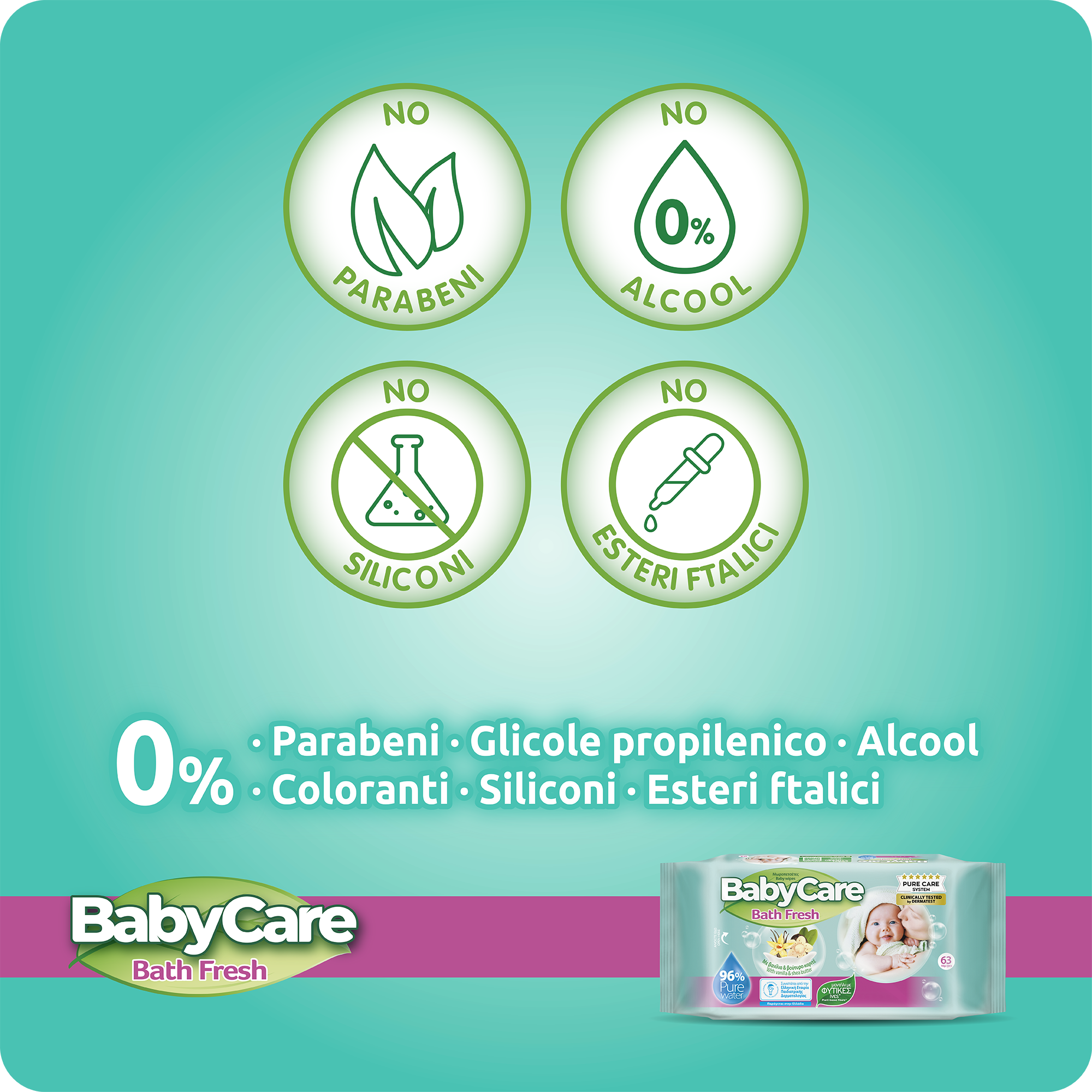 Babylino – Toalhitas para rosto e corpo – Bebé por atacado – Lenços Babycare Aqua Pure com Manteiga de Karité, 54 unidades7