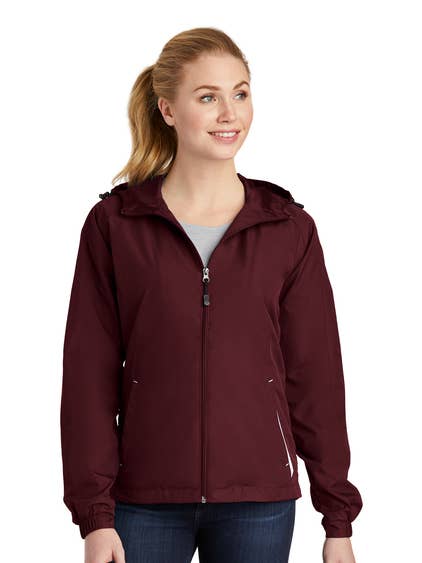 Sport-Tek Women's Colorblock Hooded Raglan Jacket for wholesale by Print The Dream