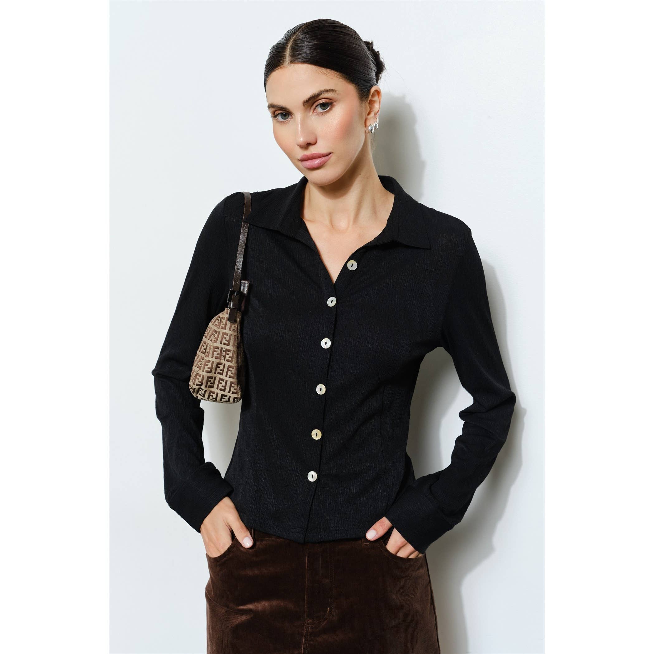 Loucia - Vente Chemise – femme - Haut à manches longues boutonné Carina3