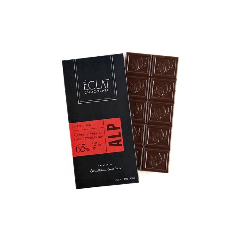 Éclat Chocolate - Vente Barre chocolatée - Barre de chocolat de destination au piment d'Alep et au poivre rose ALP0