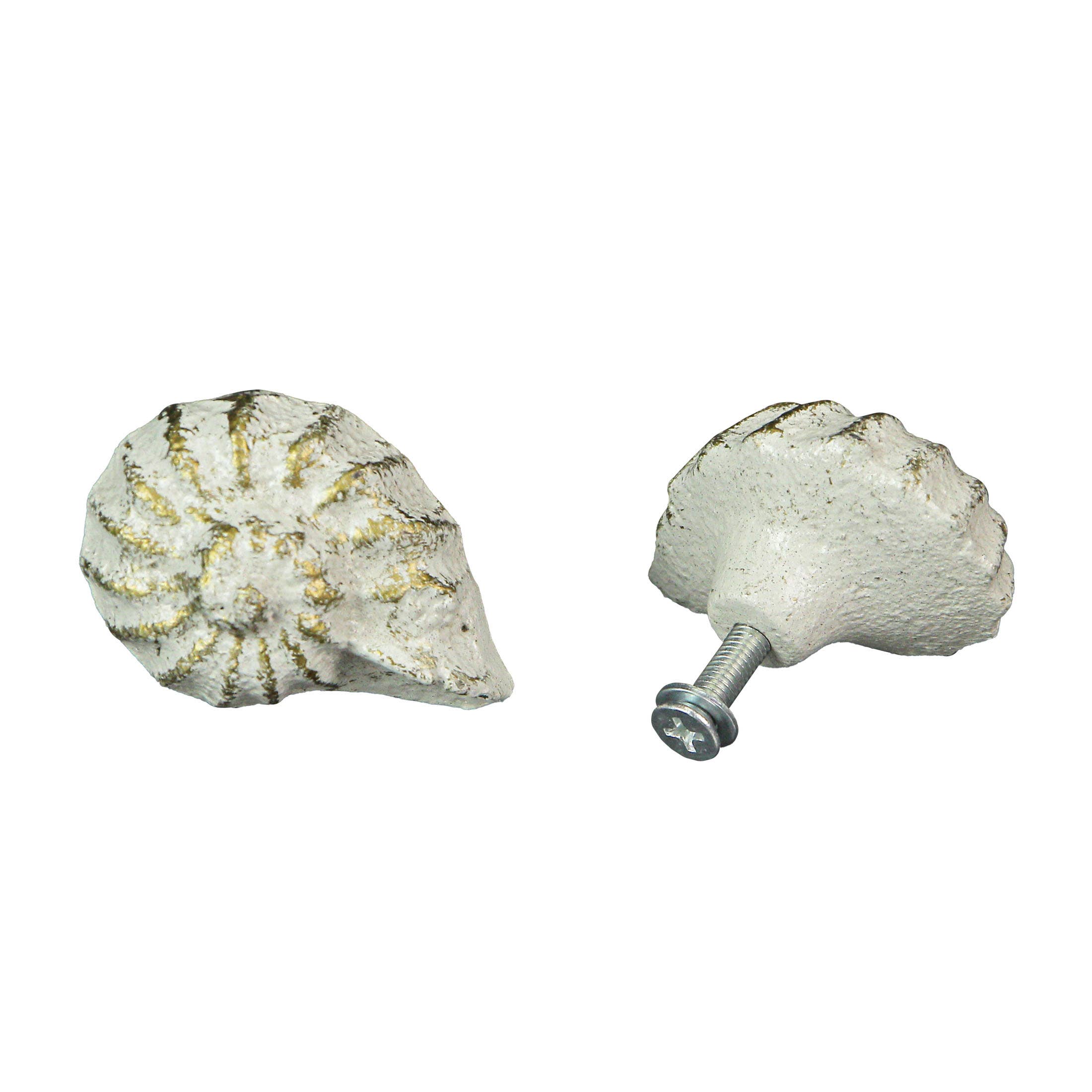 Zeckos - Wholesale Knob/pull - Rustic White Cast Iron Nautilus Shell Drawer Pulls Set of 61