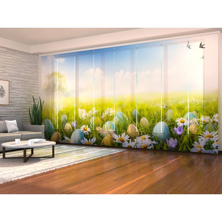 Set of 8 Easter Egg Panel Curtains on the Flower Field for wholesale by IlyDecor