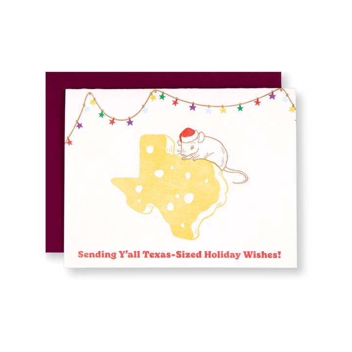 Letterpress PLAY - Wholesale Christmas card - Texas Cheese Mouse Letterpress Card2