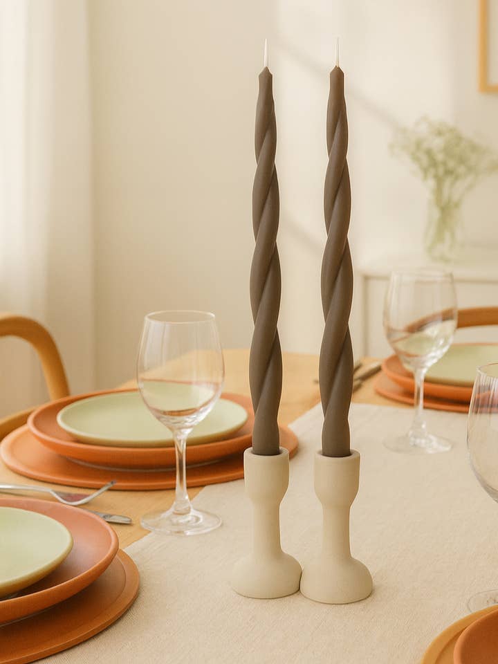 Twisted Taper Candles - Brown for wholesale by This&That