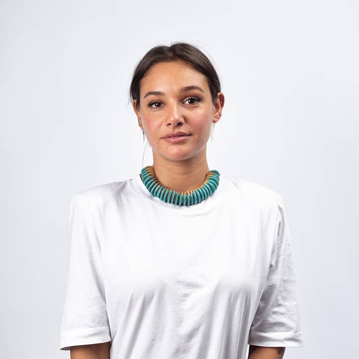 Bijondo - Vente Colliers plastrons - Collier réglable en bois et coton Polly5