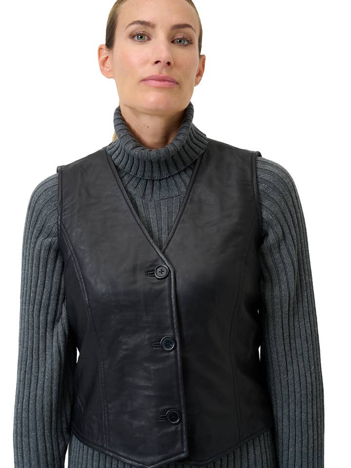 Dames leren gilet Flavia - lamsnappa leer voor wholesale door Ricano
