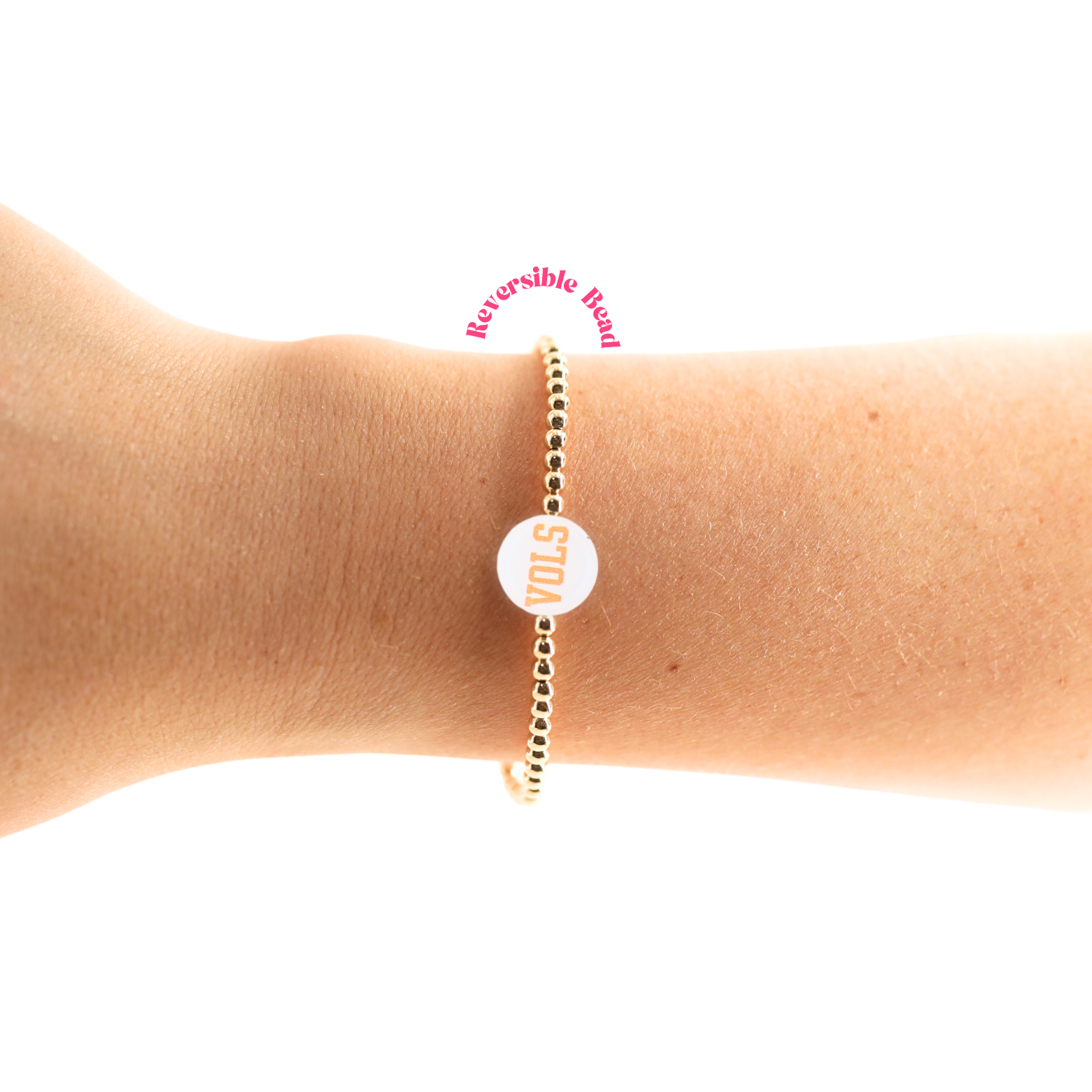 Beaded Blondes - Wholesale Beaded Bracelet - Tennessee Logo Flip Bracelet on Gold2