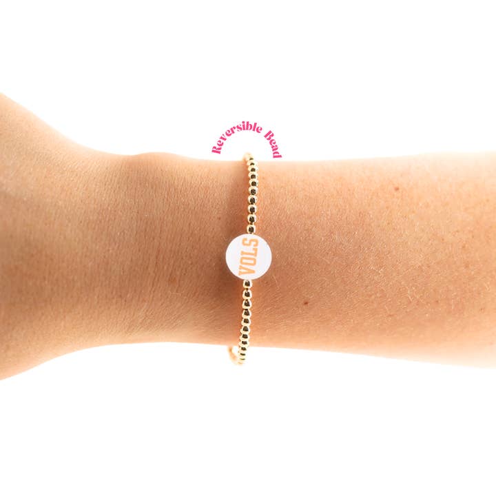 Beaded Blondes - Wholesale Beaded Bracelet - Tennessee Logo Flip Bracelet on Gold2