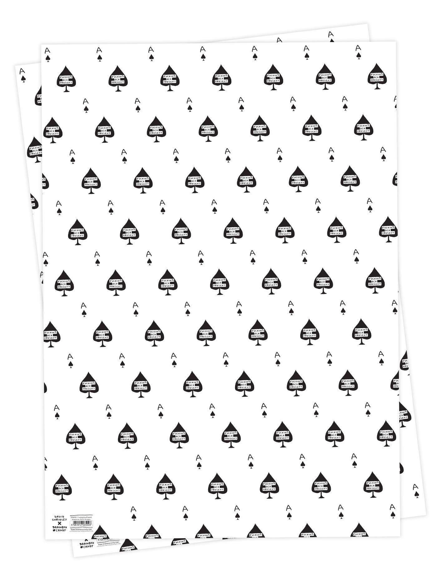 David Shrigley x Brainbox Candy – wholesale Omslagspapper – Roligt Presentpapper - Jävligt Bra - Paket med 2 Vikta Ark2
