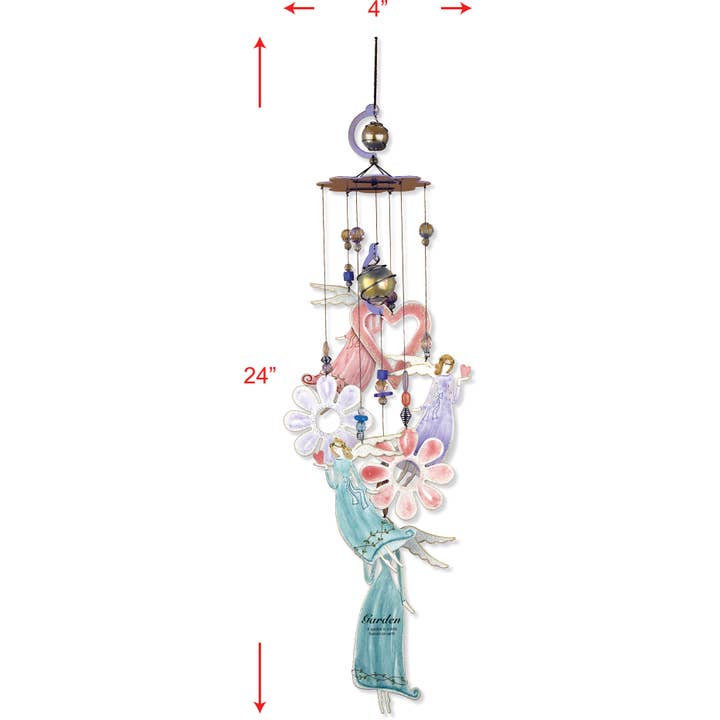 24" Angel Painted Metal Wind Chime Garden Decor - 80100 for wholesale by Sunset Vista Designs