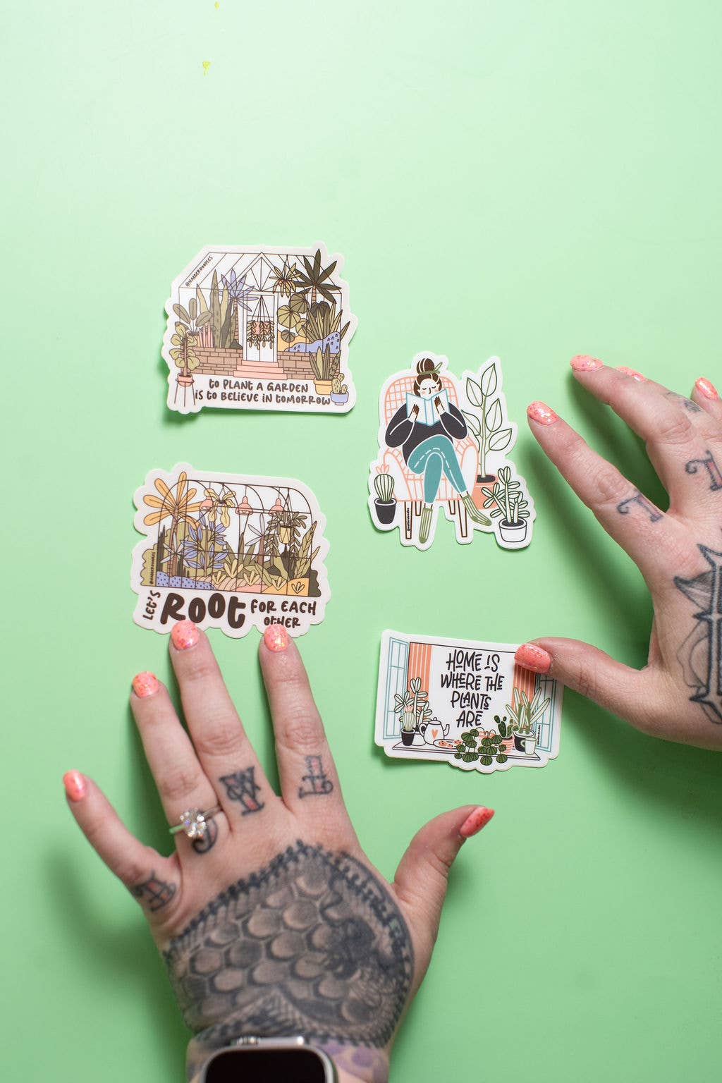 NatterDoodle - Venta al por mayor Pegatinas para móviles y portátiles - Pegatina de Invernadero "Animémonos Mutuamente"1