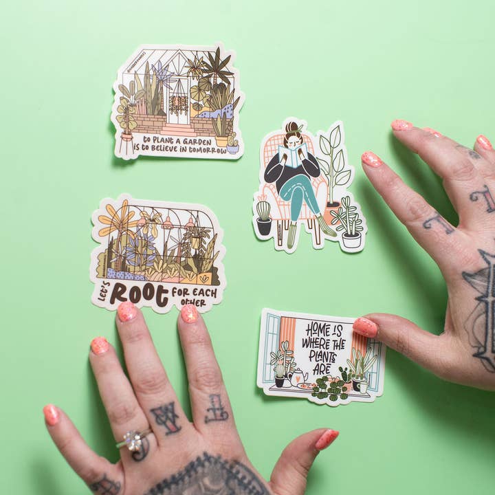NatterDoodle - Venta al por mayor Pegatinas para móviles y portátiles - Pegatina de Invernadero "Animémonos Mutuamente"1