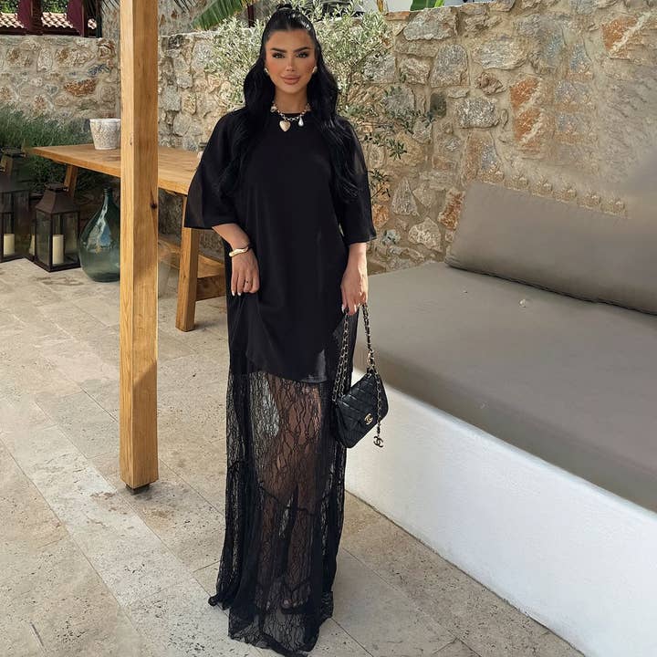 MYSTERY JANE - Wholesale Dress - Women's - T-SHIRT DRESS AND LACE