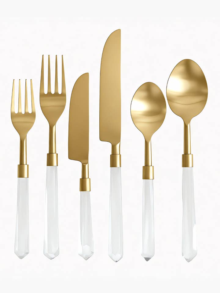 Prism Flatware – Clear + Gold (6-Piece Set) for wholesale by borrowed BLU