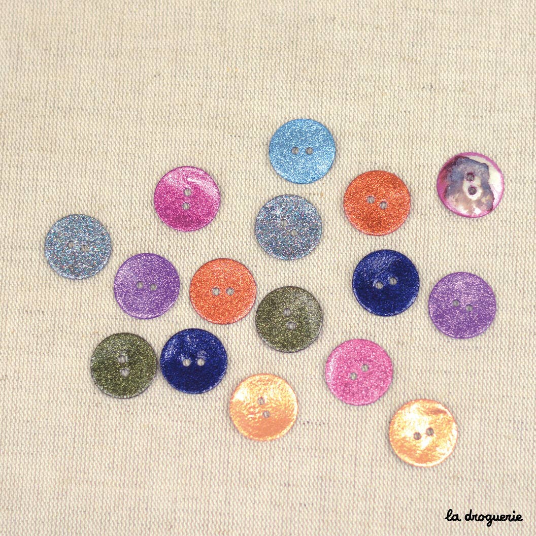 LA DROGUERIE - Vendita all'ingrosso Bottone a pressione/da cucire - Pulsante Akoya Songe glitterato 20 mm6