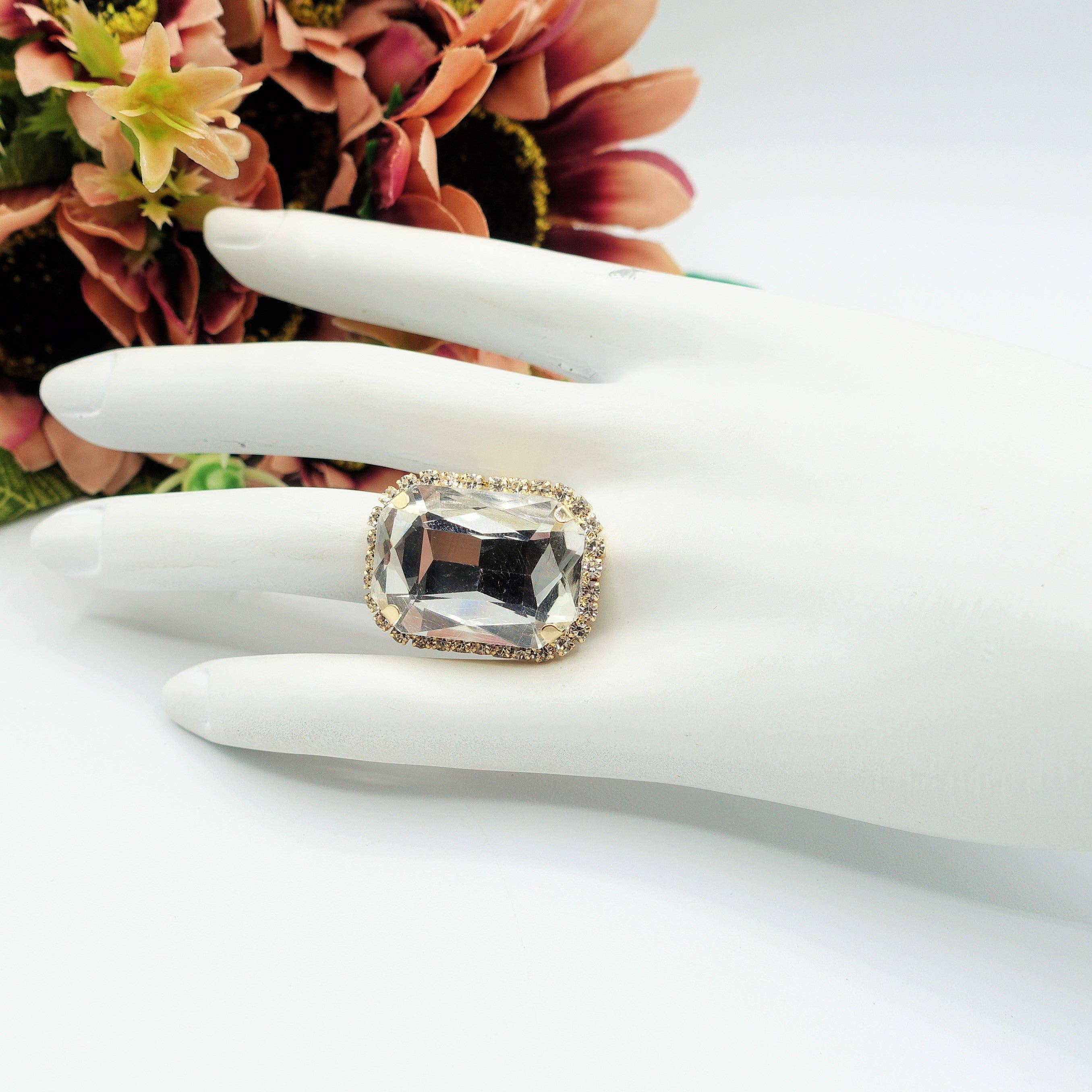 Daemon srls - Wholesale Cocktail/Statement Ring - ARIEL - ANELLO regolabile con pietra sfaccettata e zirconi15