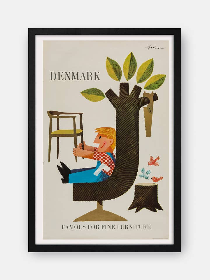 Famous for Fine Furniture (Denmark) 1960s Poster for wholesale by The Curious Desk
