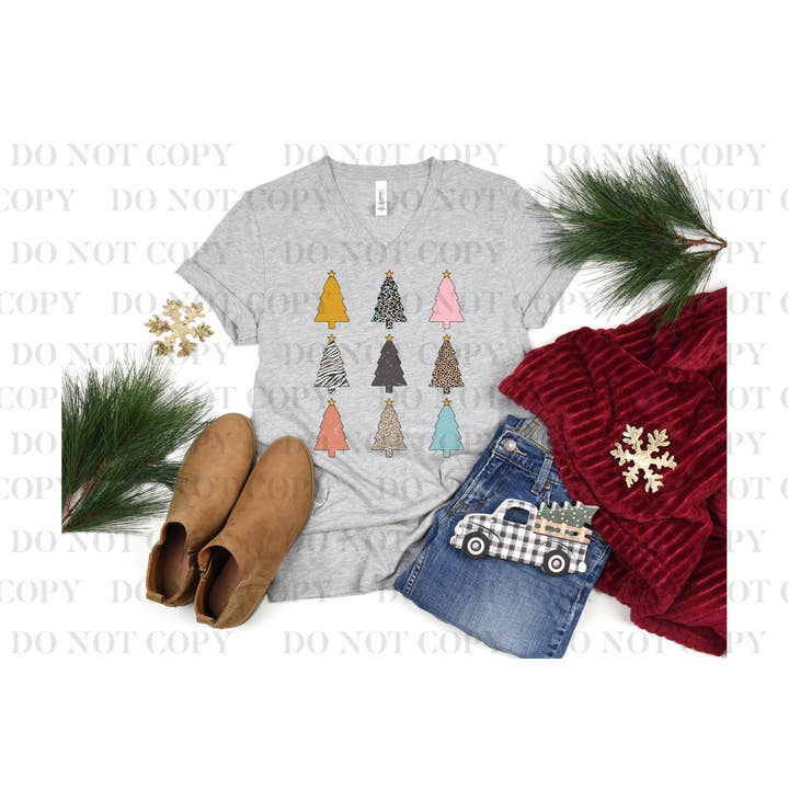 Retro Christmas Trees DTF TRANSFER for wholesale by tee and shirts
