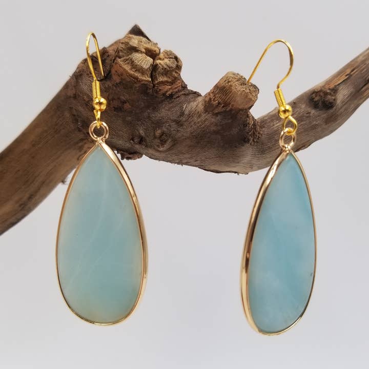 CHAKRA JEWELRY - Wholesale Dangle Earrings - Teardrop Amazonite Earrings0
