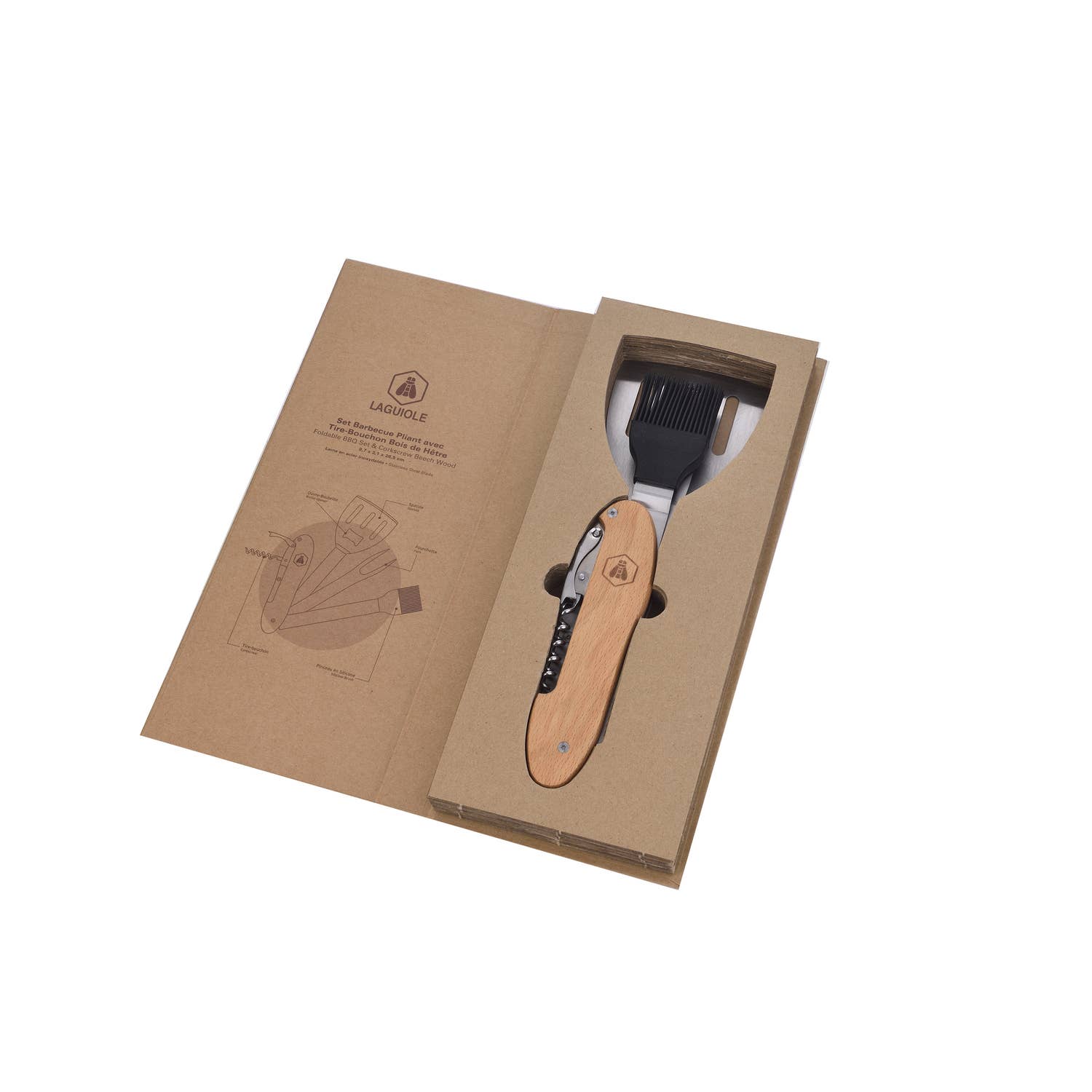 Laguiole - Wholesale Outdoor Grill Tools - Folding barbecue set with corkscrew0