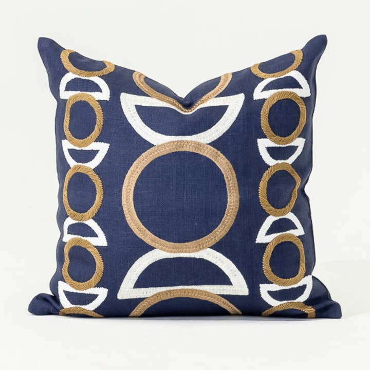 Inter Gem Embroidery Navy Lounge Cushion 55 x 55cm for wholesale by BHD HOME