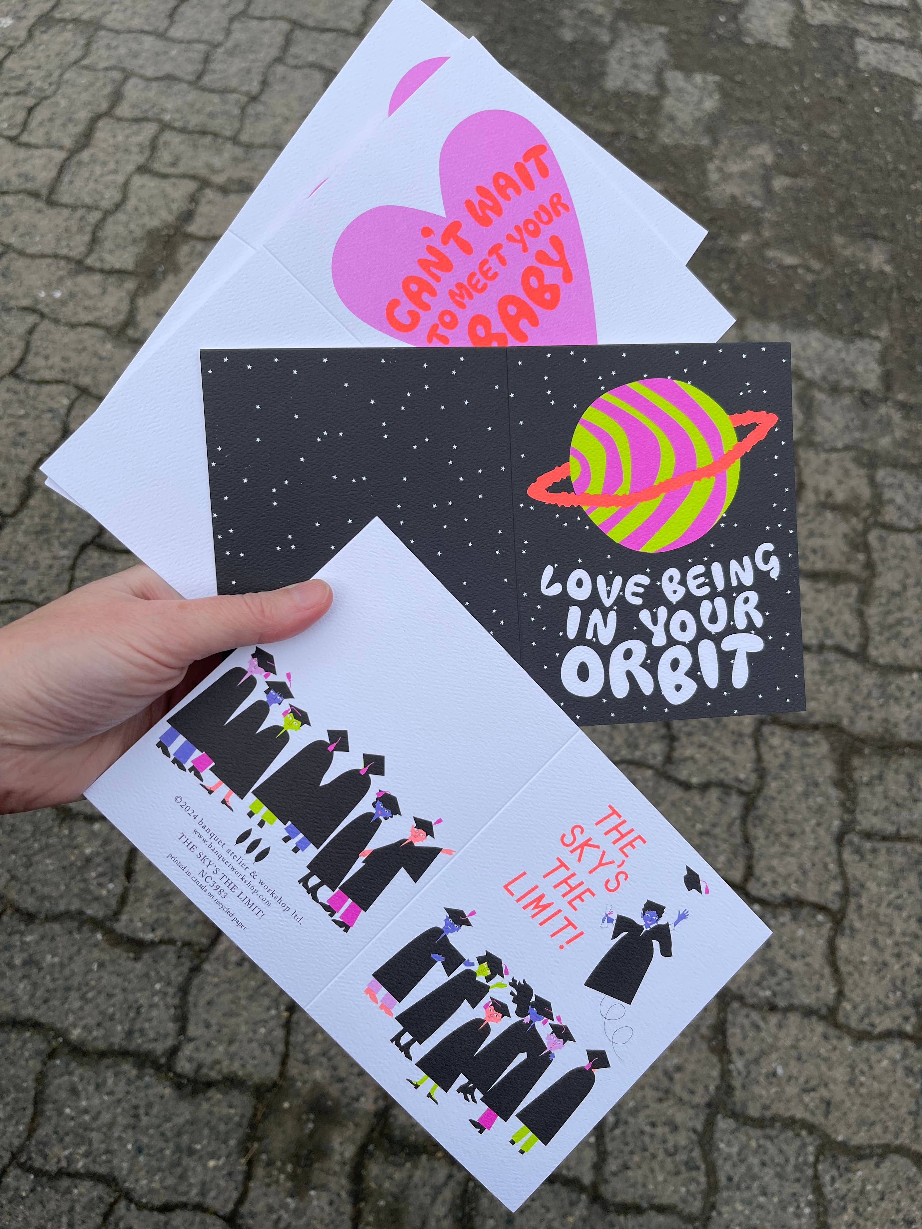 Banquet Workshop - Wholesale Baby Card - Can't Wait to Meet Your Baby Heart Note Card in Neons1