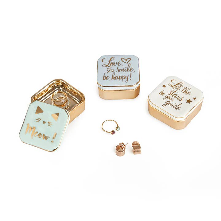 Balvi - Venta al por mayor Joyero/organizador de joyas - Porta anillos,Golden Box,display x18,porcelana