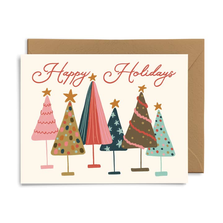 Carte Happy Holidays Tree pour la vente par Pink Pigeon Studio