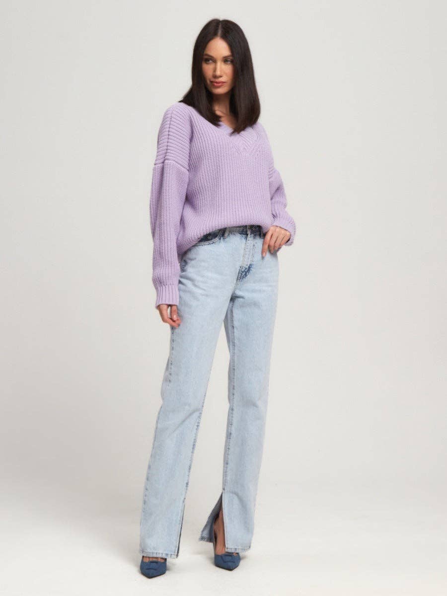 Marayn - Wholesale Knit Sweater - Women's - New European AutumnWinter Vneck Loose Knit Sweater18