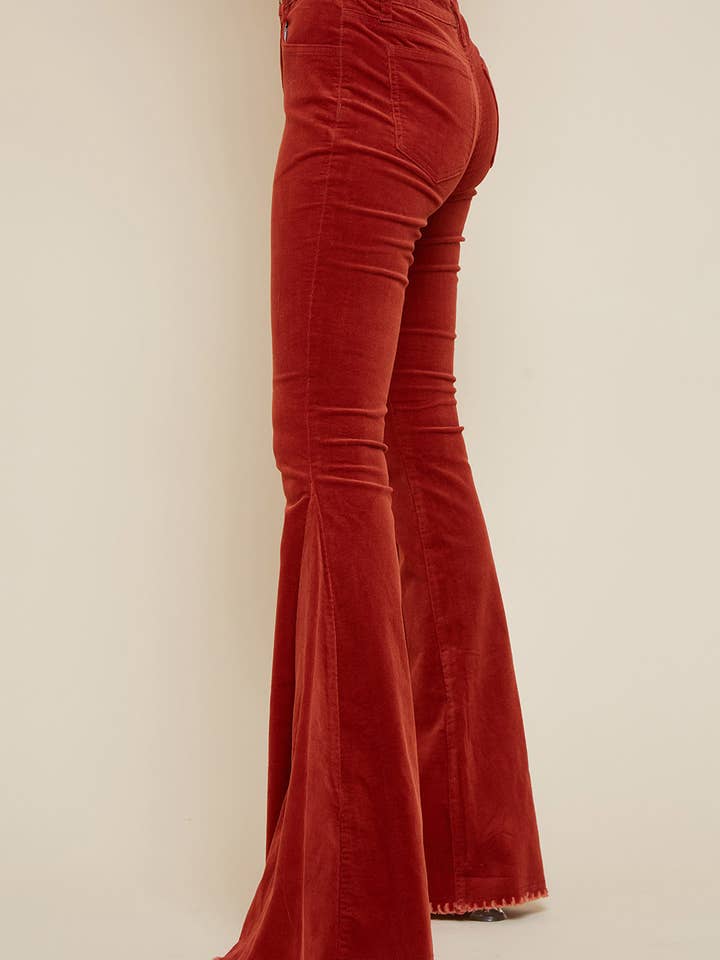 Saints & Hearts - Wholesale Pants - Women's - PLUS SIP6144AP RUST WESTERN CORDUROY BELL BOTTOMS1