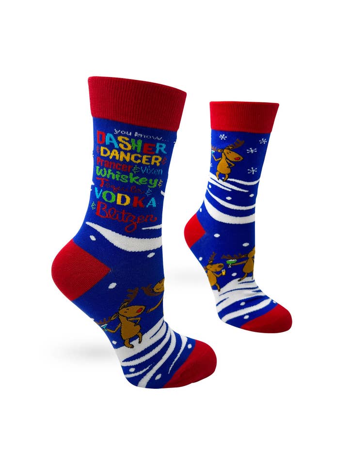 Fabdaz - Wholesale Socks - Women's - You Know Dasher and Dancer and Prancer and Vixen Whiskey Teq